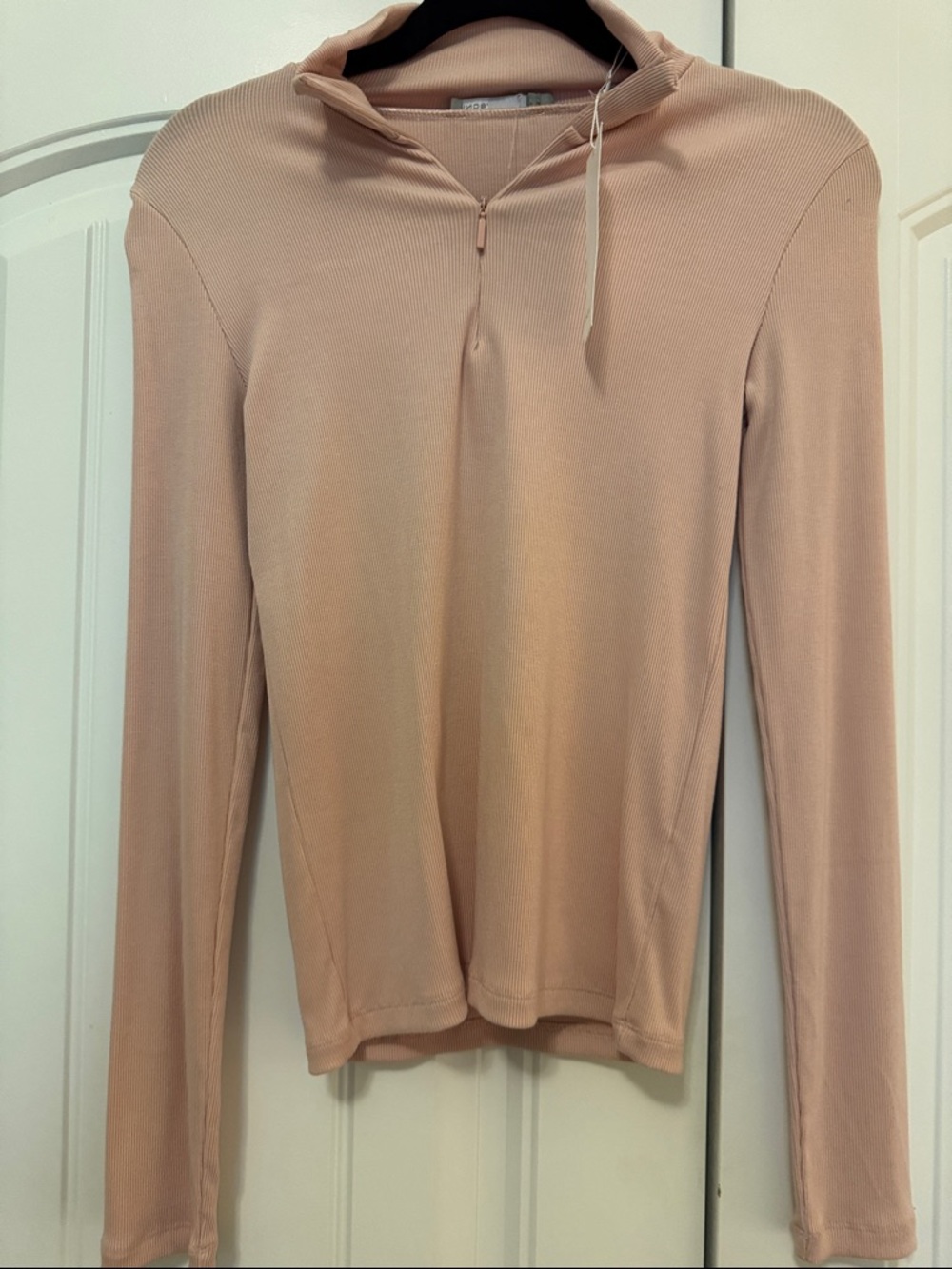 Vince Light Blush Ribbed quarter zip Top